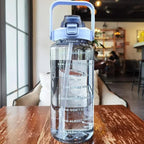 Bouteille d'eau pour adultes | 2L à large ouverture avec paille intégrée | Marquage temporel | Sports de plein air