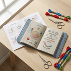Kit de broderie pour débutants | Référence 106 points | Pages en lin amovibles & cadre en bambou