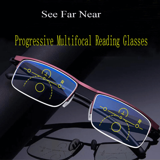 Lunettes progressives pour adultes | Verres adaptatifs | Protection contre la lumière bleue et les UV | Confort optimal