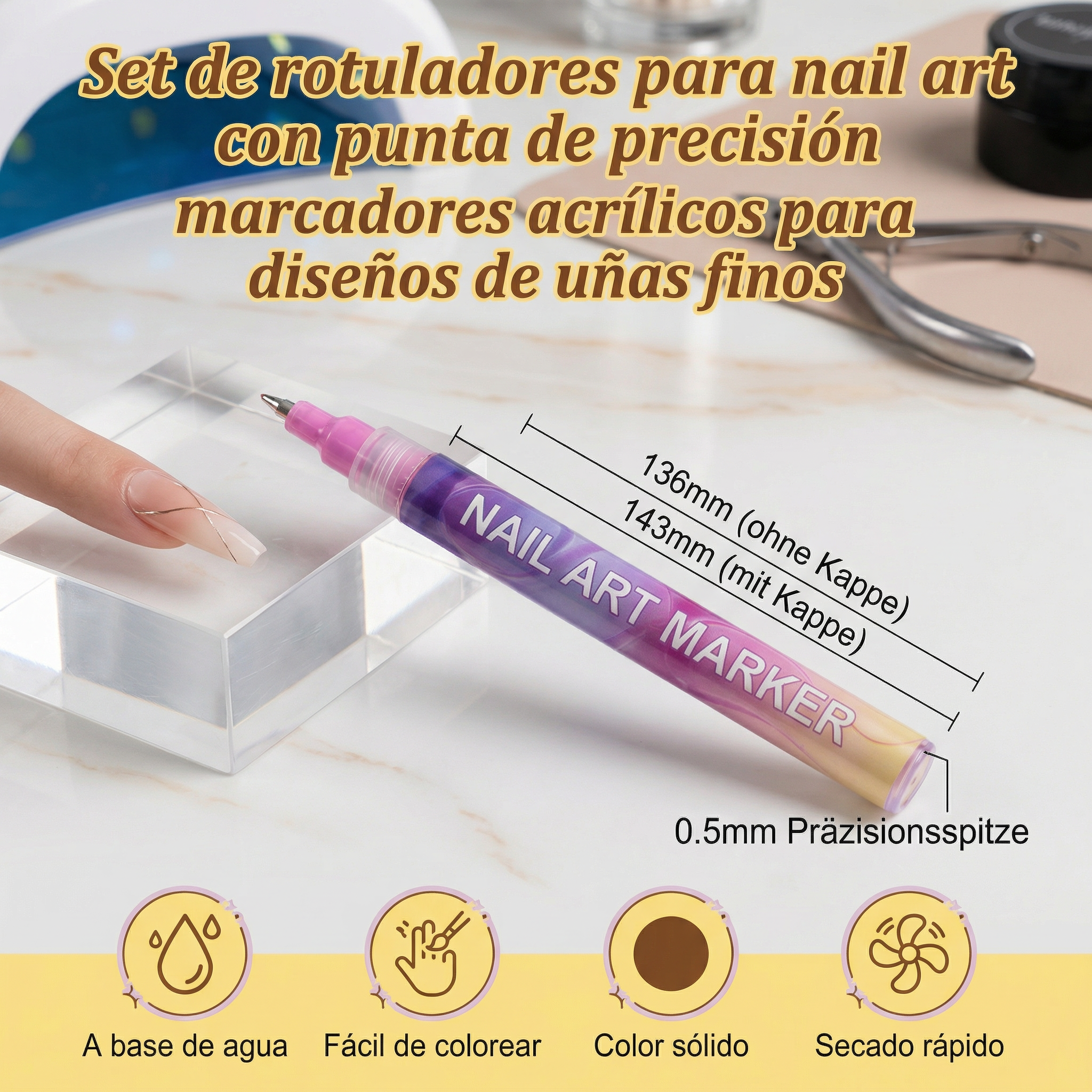 NailGenius - Marqueurs de Nail Art à Pointe de Précision