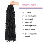 Extensions de cheveux Faux Locs | Style Crochet Résistant à la Chaleur | Fibre Synthétique Douce de 24 pouces