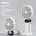 Ventilateur portable cou/à main/de bureau | 5 vitesses & inclinaison réglable | Affichage LED & batterie externe