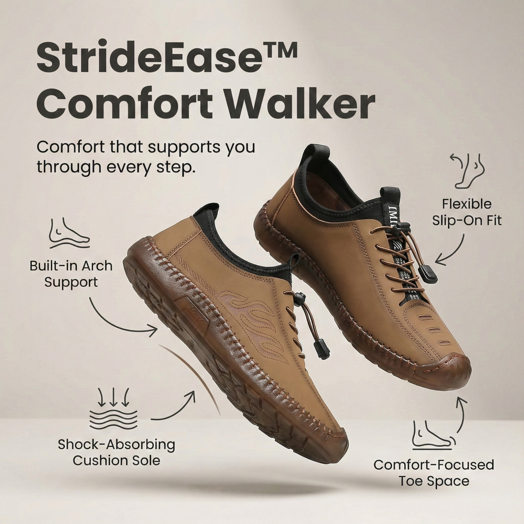 StrideEase™ - Chaussures Orthopédiques Confort Soutien Oignons