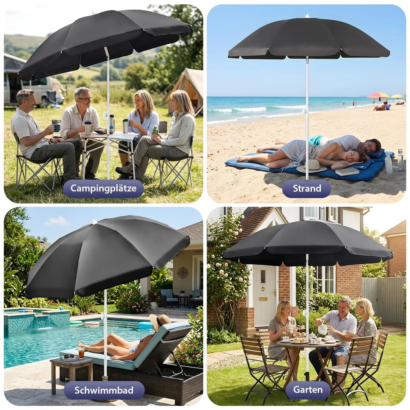 Parasol réglable orienté pour bloquer le soleil sur une terrasse