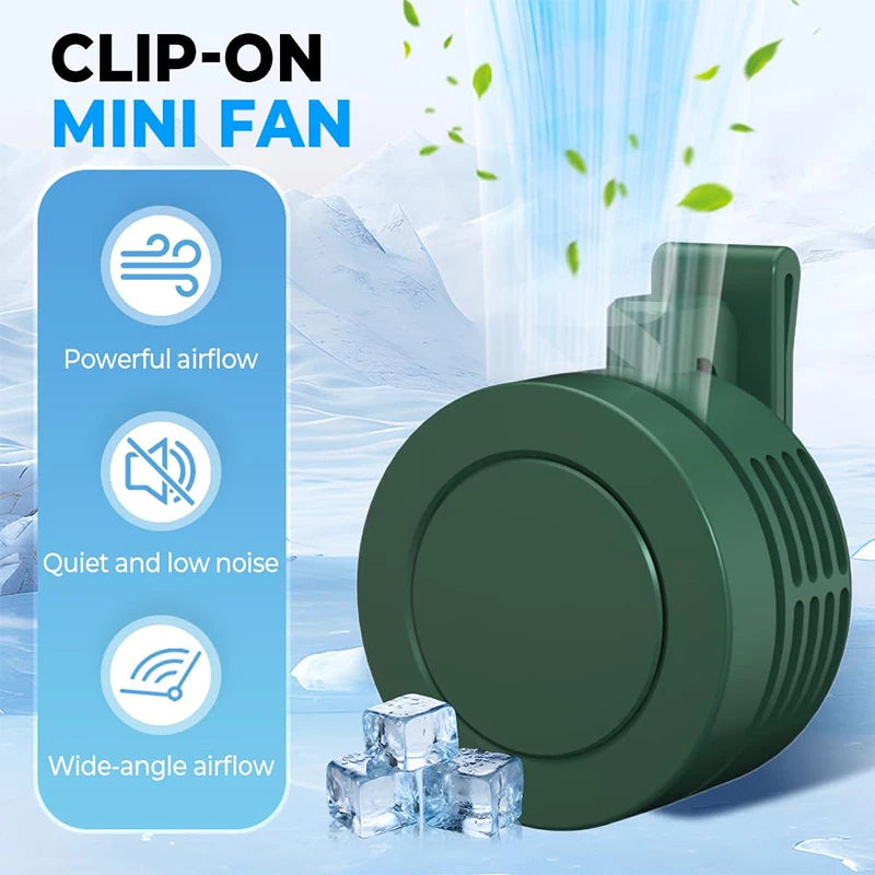 Ventilateur Mini Portable | Design Silencieux Sans Lames | Rechargeable USB | Clip Pour Vêtements & Ceinture