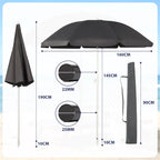 Parasol de Terrasse & Plage | Canopée 160 cm | Polyester Imperméable, Armature en Acier & Protection UV