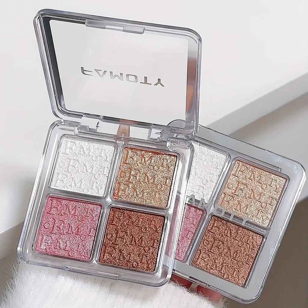 Palette d'enlumineurs pour le visage | 4 couleurs nacrées cuites | Résistante à l'eau | Éclat naturel
