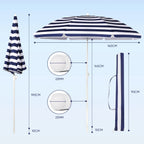Parasol de Terrasse & Plage | Canopée 160 cm | Polyester Imperméable, Armature en Acier & Protection UV