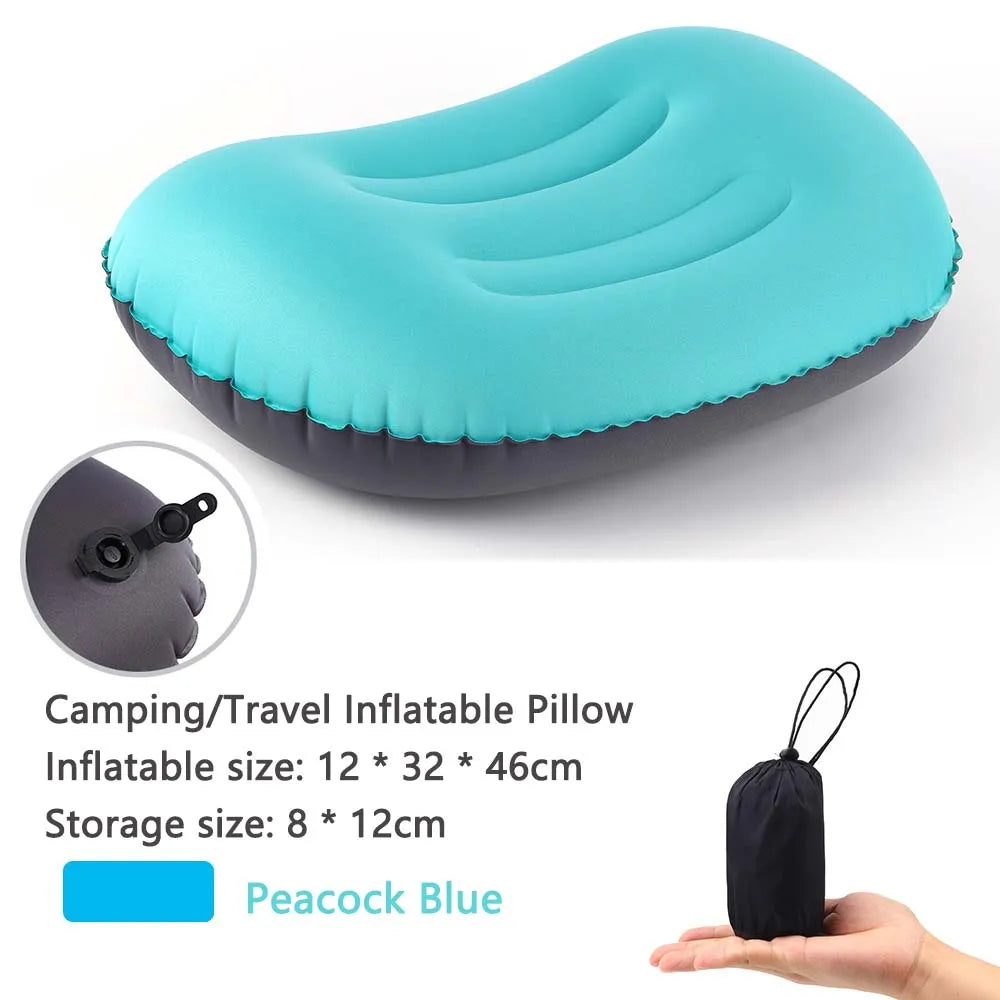 Coussin de Plein Air Gonflable | Soutien Ergonomique pour le Cou | Housse en Polyester Légère