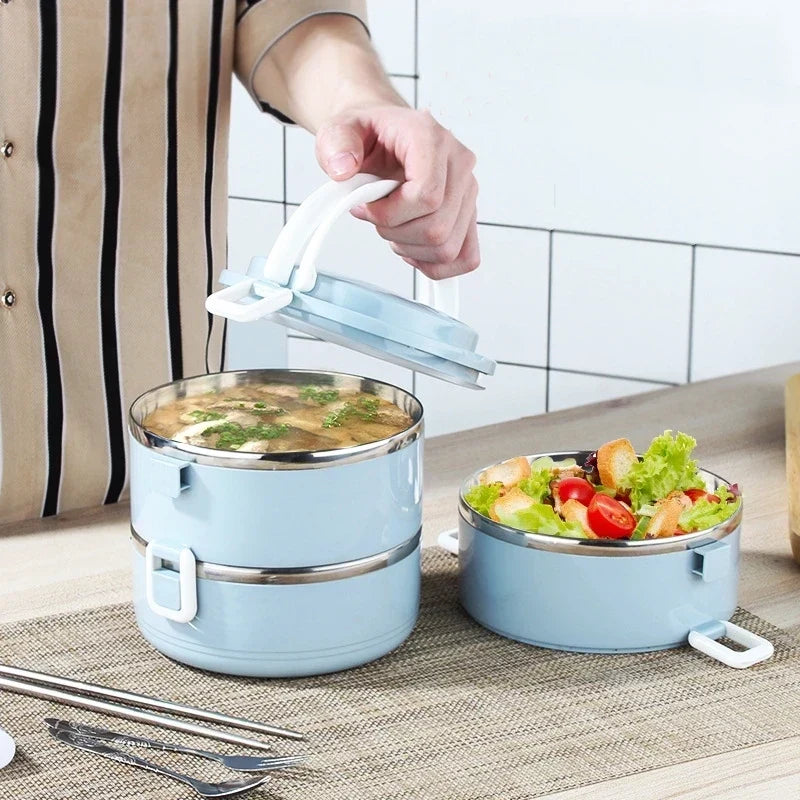 Boîte repas Novalyx en inox à 3 niveaux avec compartiments séparés