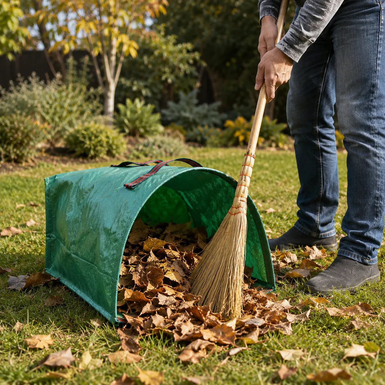 Gros plan sur les poignées renforcées du sac de jardin Verdelio