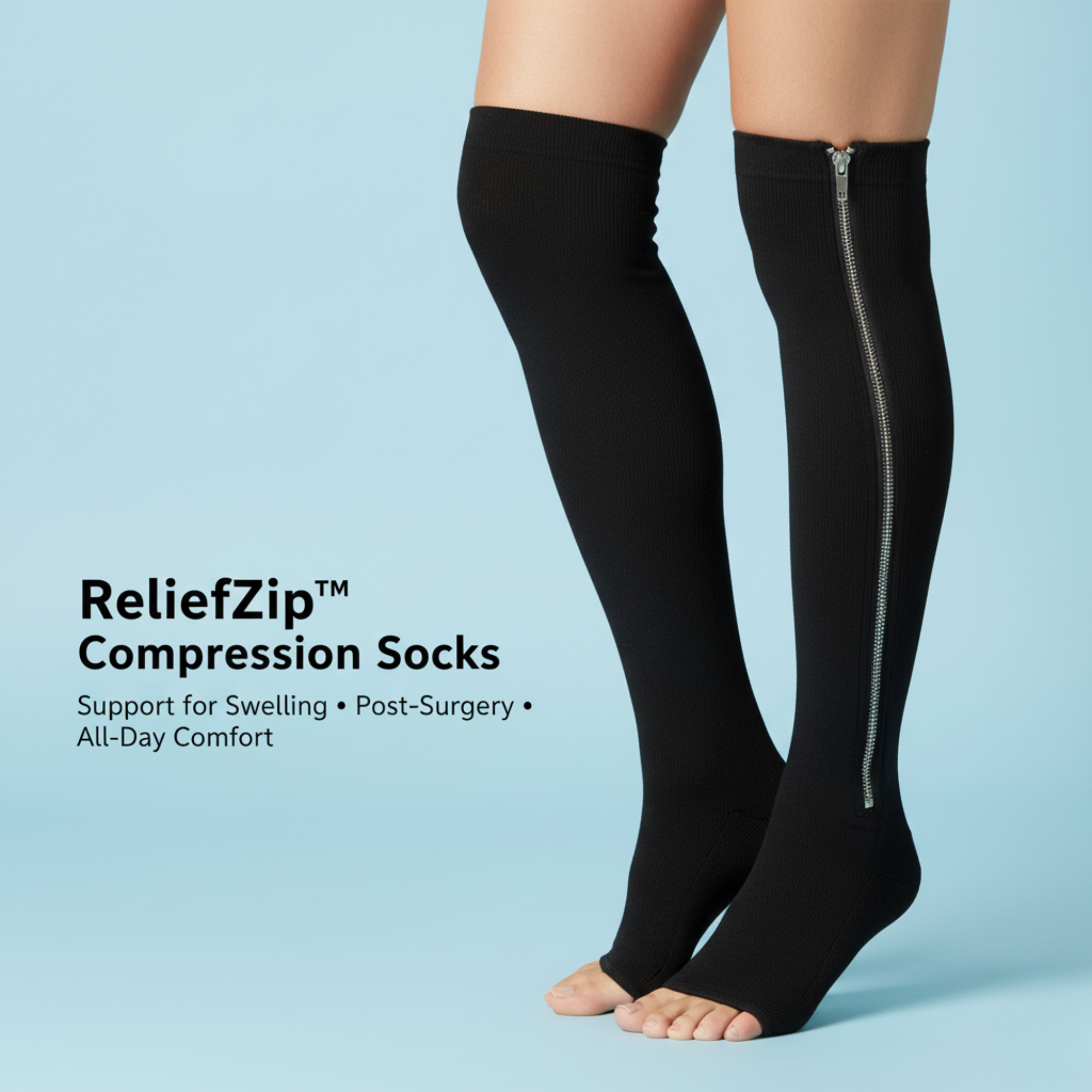 ReliefZip™ - Chaussettes de Compression avec Fermeture Éclair