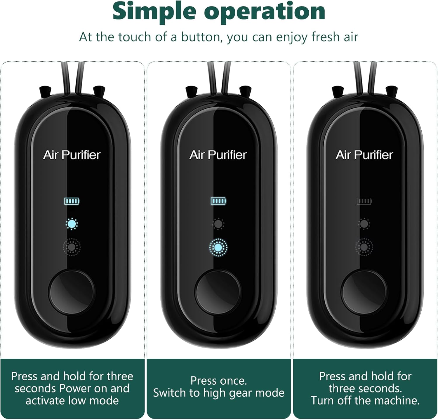 Purificateur d'air personnel PureBreathe – Format portable