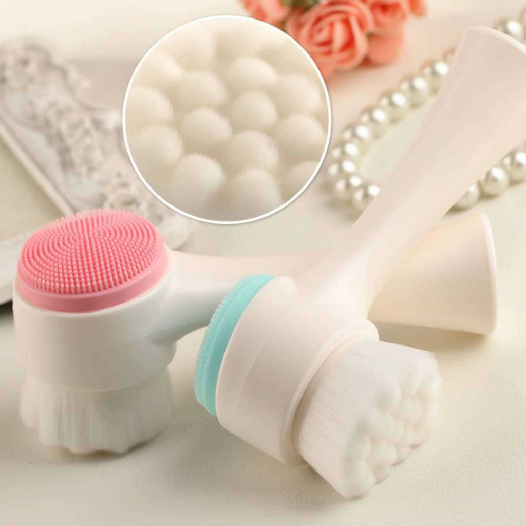 Brosse de Nettoyage Visage | Exfoliation Double-Face | Poils en Silicone | Élimination des Points Noirs