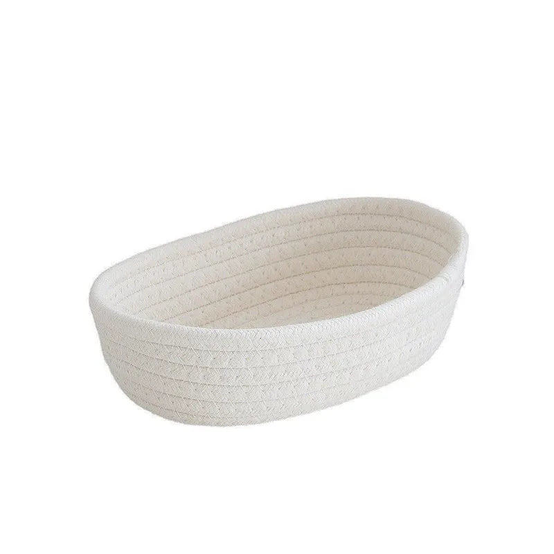 Panier de rangement en corde de coton | Tissage nordique | Petit/Moyen/Grand | Organisateur de bureau pour clés et maquillage