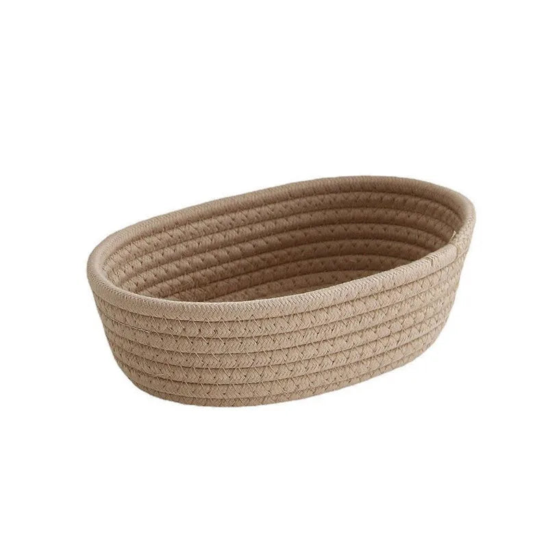 Panier de rangement en corde de coton | Tissage nordique | Petit/Moyen/Grand | Organisateur de bureau pour clés et maquillage