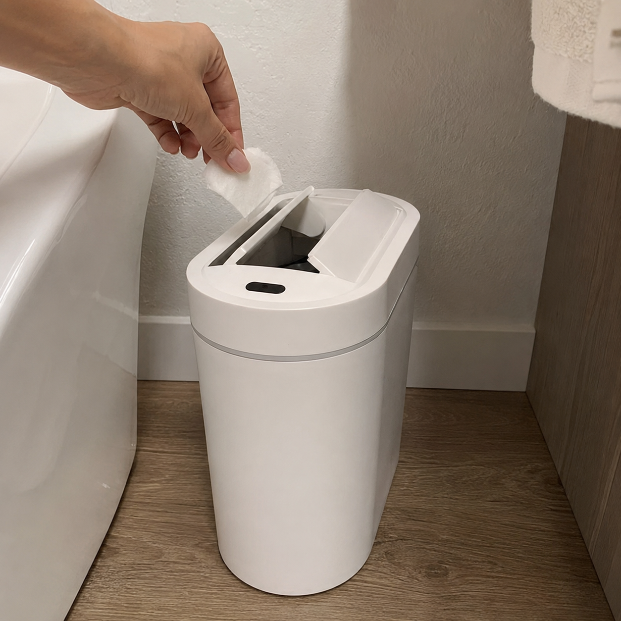 Poubelle compacte Novalya idéale pour petits espaces et toilettes
