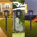 Piège à moustiques solaire | LED violette et blanche double | Autonomie de 8 à 10 heures | Jardin et terrasse