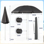 Détail de la structure du parasol avec mât et système de réglage