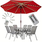 Guirlande lumineuse pour parasol extérieur | 104 LED blanc chaud | Télécommande & alimentée par batterie | Étanche