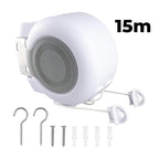 Corde à linge extensible | 30m rétractable gain de place | Résistant aux intempéries | Intérieur & extérieur