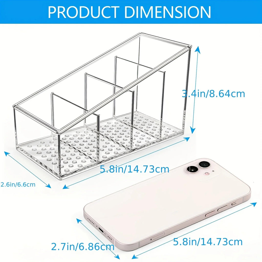 Support de Télécommande et Organiseur de Bureau | Design Transparent | 4 Compartiments