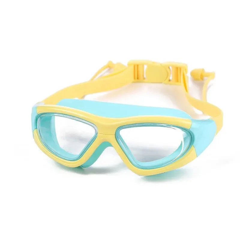 Lunettes de natation enfant | Large verre anti-buée | Joint en silicone et bouchons d'oreille | Sangle réglable