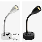 Lampe de lecture pour camping-car | Lampe LED à col de cygne | Construction en aluminium | Charge rapide USB-C 12–24V