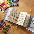 Kit de broderie pour débutants | Référence 106 points | Pages en lin amovibles & cadre en bambou