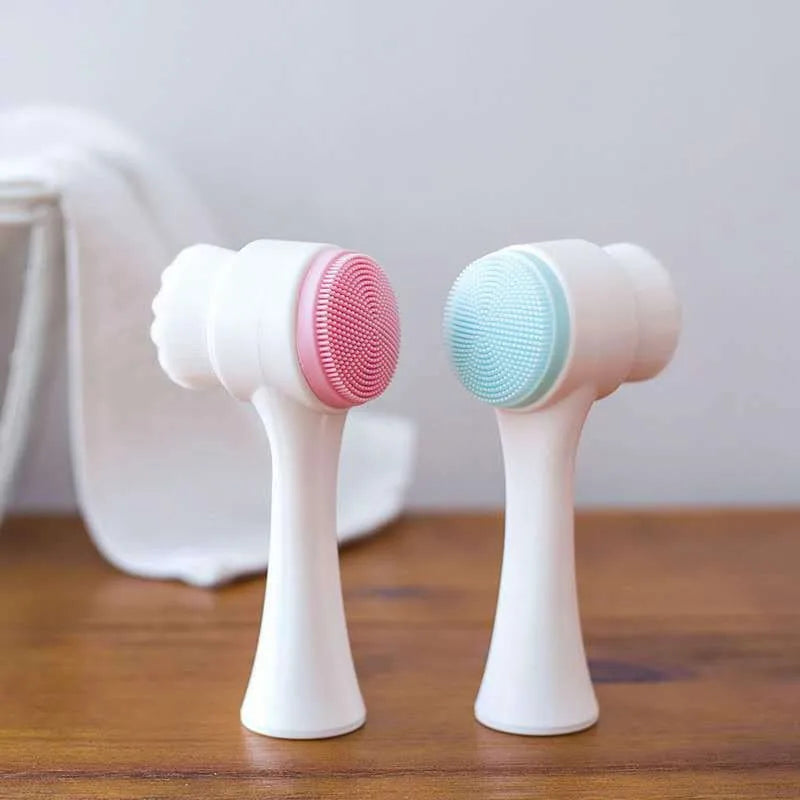 Brosse de Nettoyage Visage | Exfoliation Double-Face | Poils en Silicone | Élimination des Points Noirs