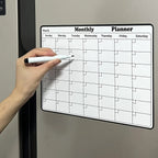 Calendrier Magnétique pour Réfrigérateur | Planificateur Mensuel Effaçable à Sec | Bloc-Notes Tableau Blanc