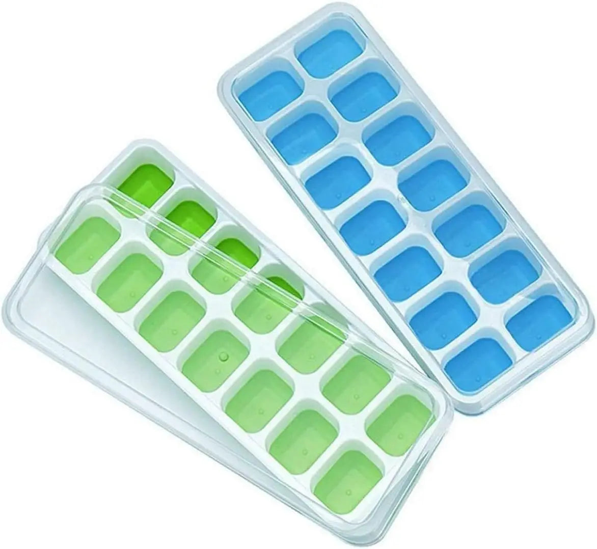 Moule à glaçons | 14 cavités en silicone avec fond souple | Couvercle étanche