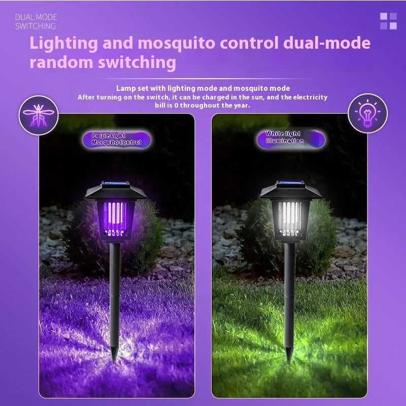 Piège à moustiques solaire | LED violette et blanche double | Autonomie de 8 à 10 heures | Jardin et terrasse
