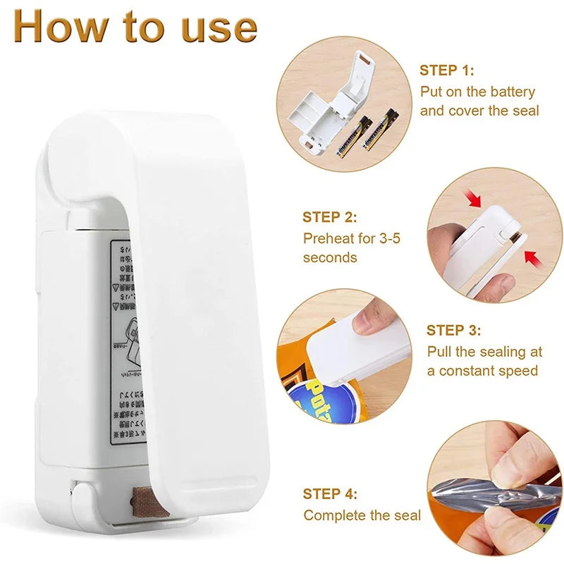 Scelleuse de Sac Portative | Scelleuse Thermique Mini Sans Fil | Scellage Hermétique | Compacte et Portable