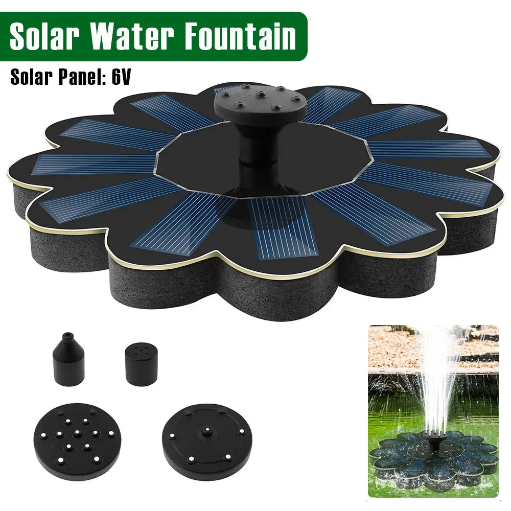 Fontaine solaire | 5 buses | Hauteur de jet variable | Pour bassin et bain d'oiseaux