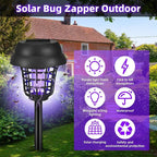 Piège à moustiques solaire | LED violette et blanche double | Autonomie de 8 à 10 heures | Jardin et terrasse