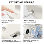 Ventilateur pliable portable | Double usage bureau et murale | Rechargeable USB, silencieux et longue autonomie