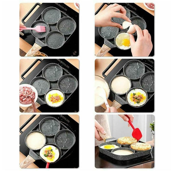 Vue en angle de la poêle à omelettes en aluminium