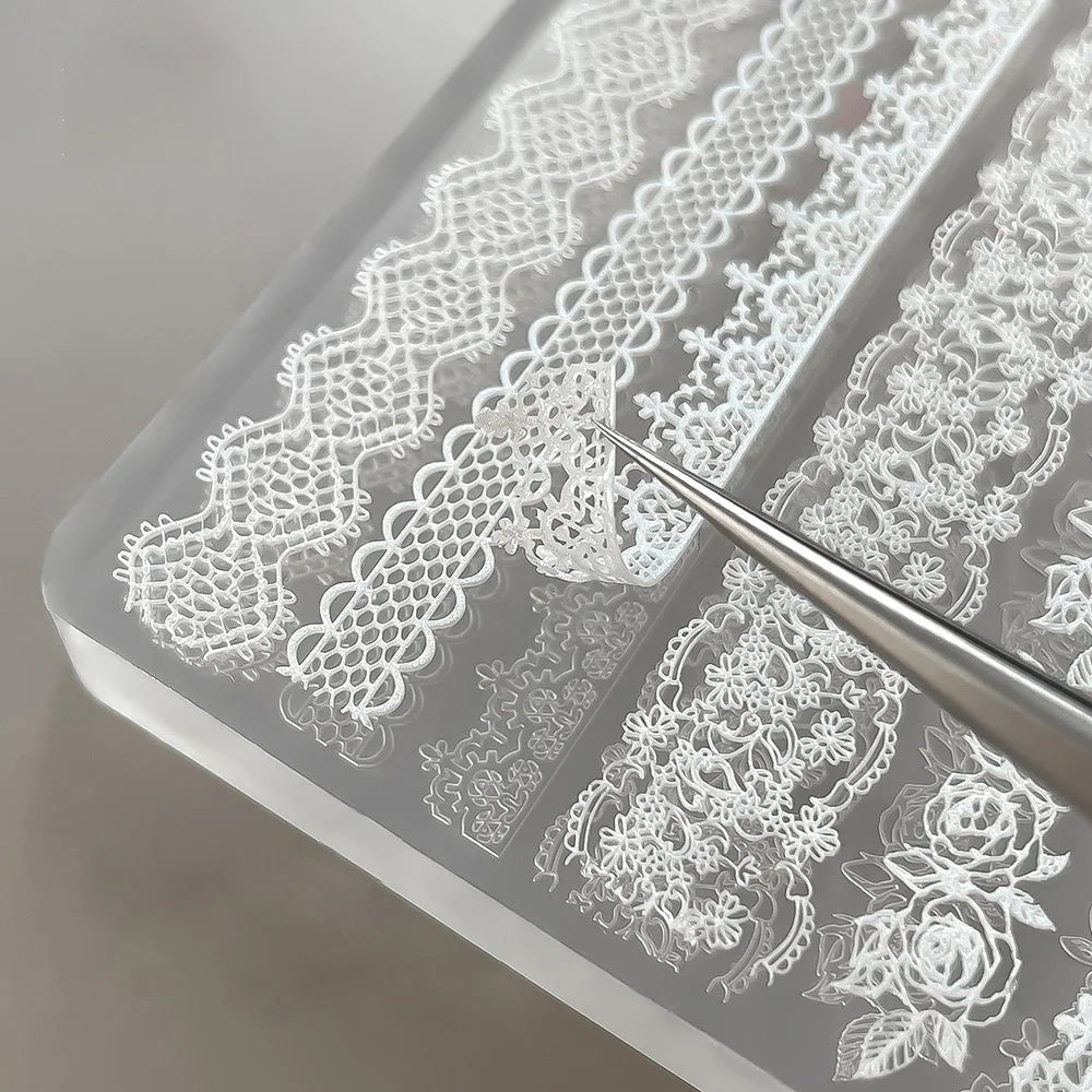 Moule pour Art des Ongles | Rose en Dentelle 3D & Motif Français à Carreaux Creux | Silicone | Manucure DIY Facile