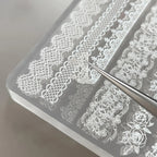 Moule pour Art des Ongles | Rose en Dentelle 3D & Motif Français à Carreaux Creux | Silicone | Manucure DIY Facile