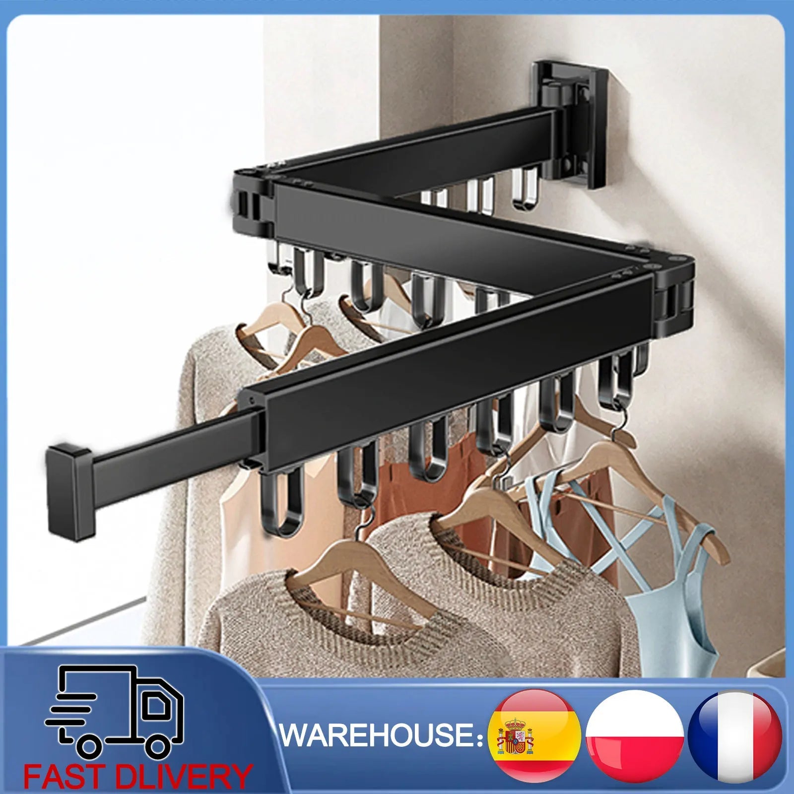 Séchoir Mural | Pliable et Extensible | Aluminium, Capacité de Charge 13 kg | Gain de Place