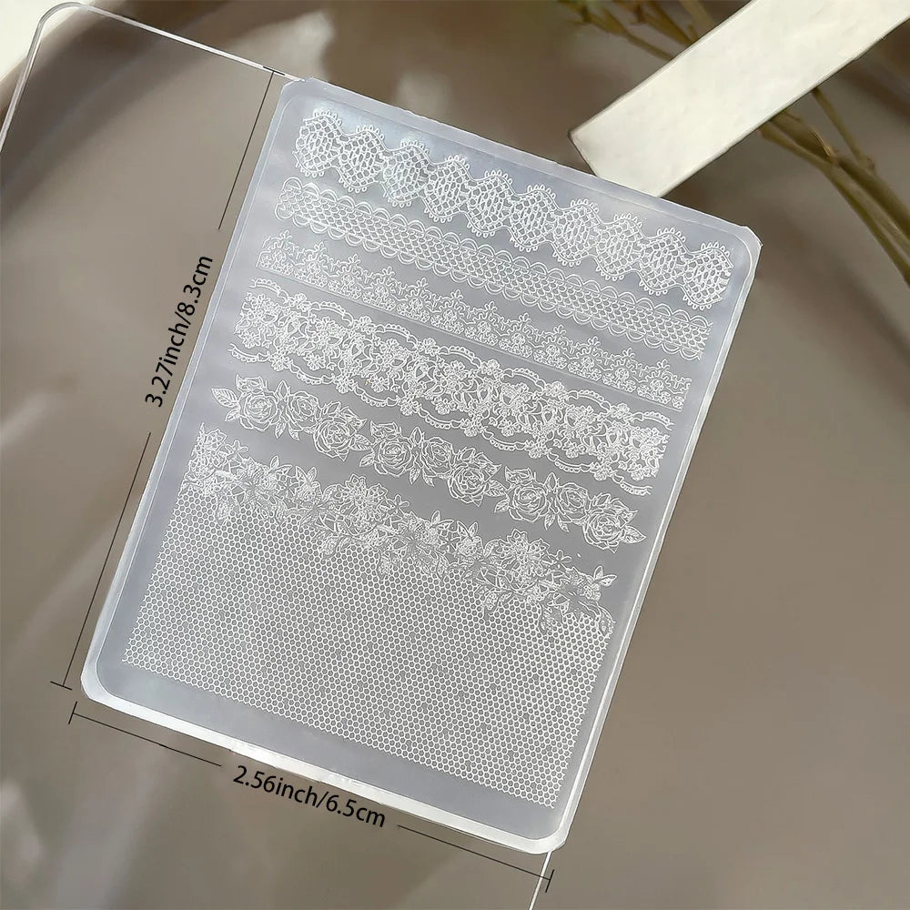 Moule pour Art des Ongles | Rose en Dentelle 3D & Motif Français à Carreaux Creux | Silicone | Manucure DIY Facile