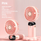 Ventilateur portable cou/à main/de bureau | 5 vitesses & inclinaison réglable | Affichage LED & batterie externe