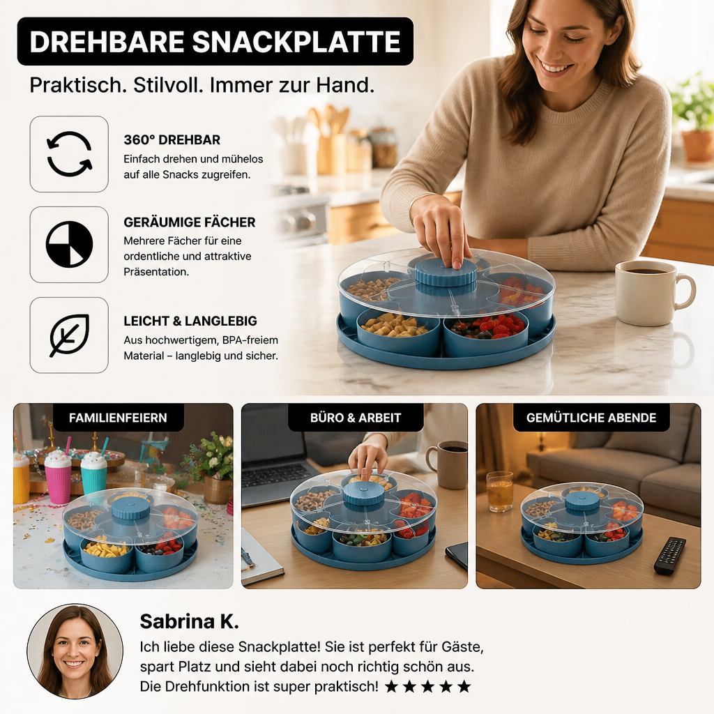 Plateau à snacks rotatif utilisé lors d'une soirée conviviale