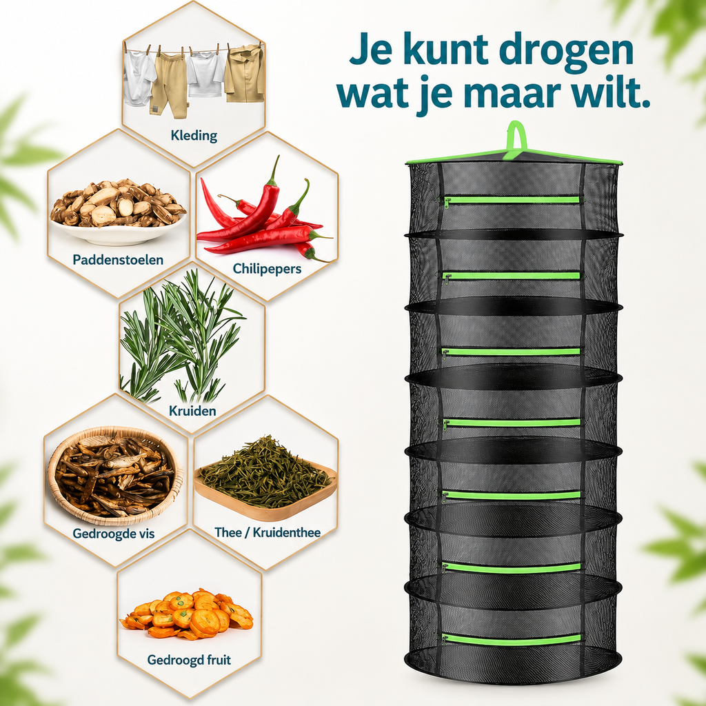 Séchage suspendu pour herbes | Maille respirante multi-couches | Pliable et peu encombrant | Conservation de l'arôme