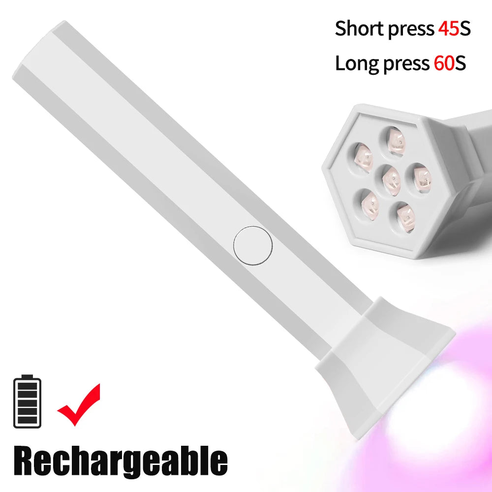 Lampe à ongles portable | Rechargeable 18W UV LED durcissante | Chargement USB-C & batterie intégrée