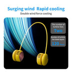 Ventilateur de Cou Portable | Double Turbo 5 Vitesses | Bandeau en Silicone Flexible | Rechargeable USB-C