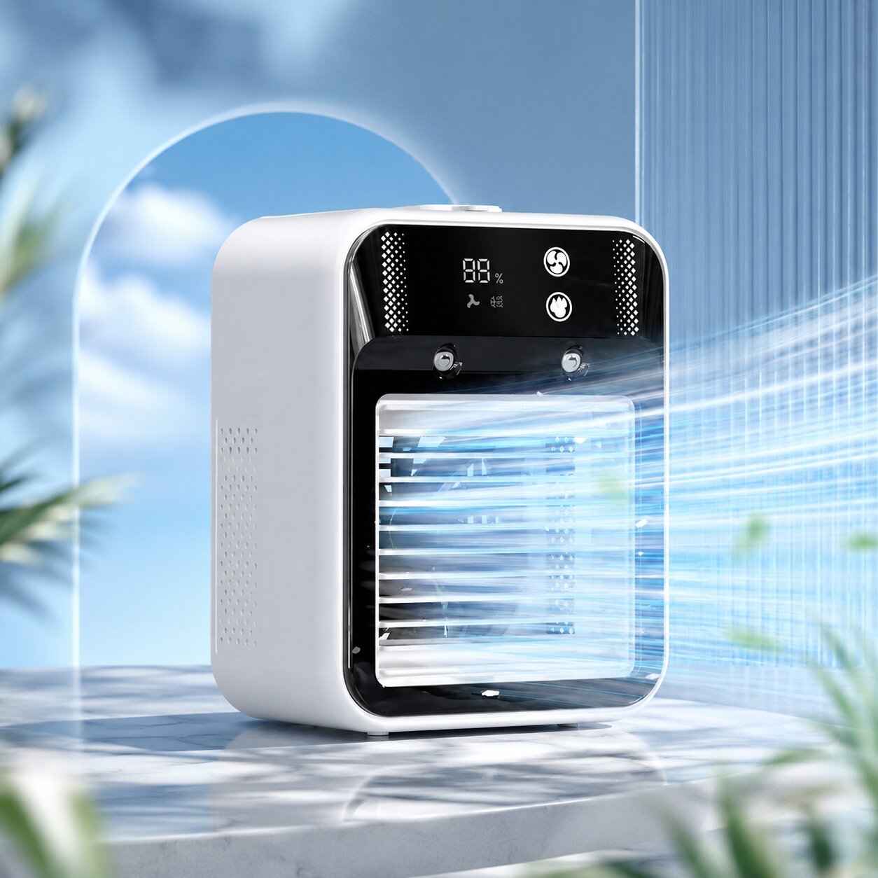 Rafraîchisseur d'air portable Brumiva blanc vu de face