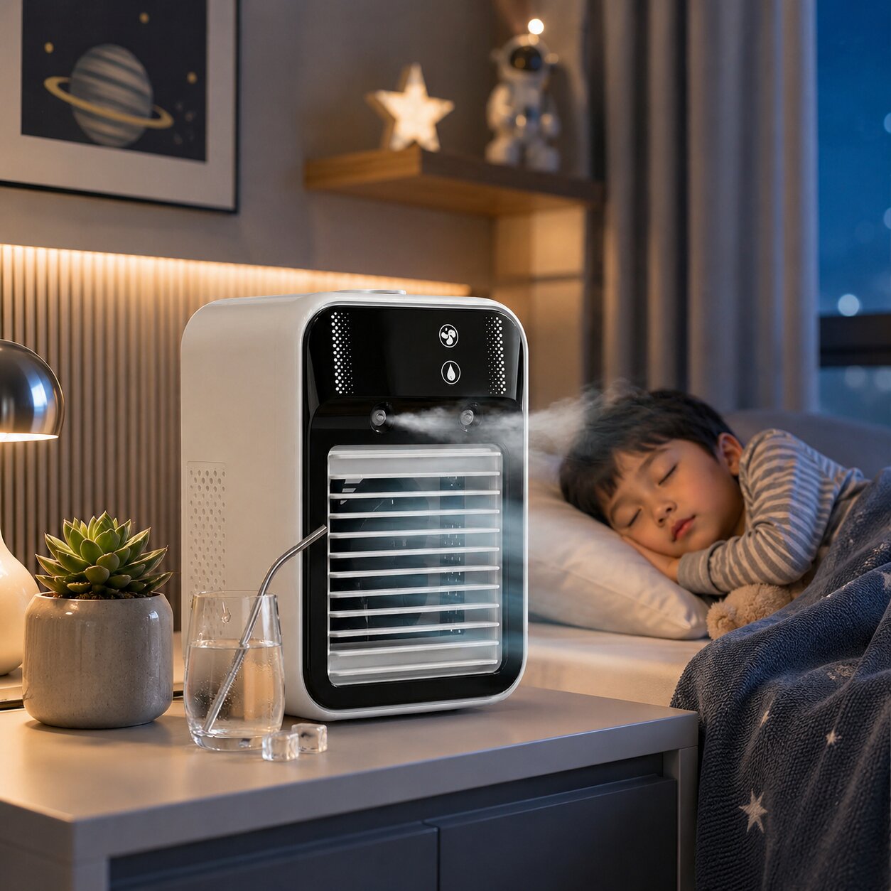 Rafraîchisseur d'air Brumiva compact avec port USB-C