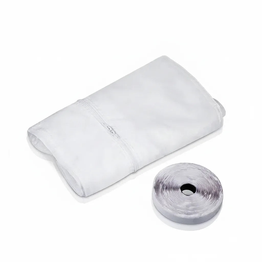 Kit Climova en place sur fenêtre pour bloquer l'air chaud extérieur